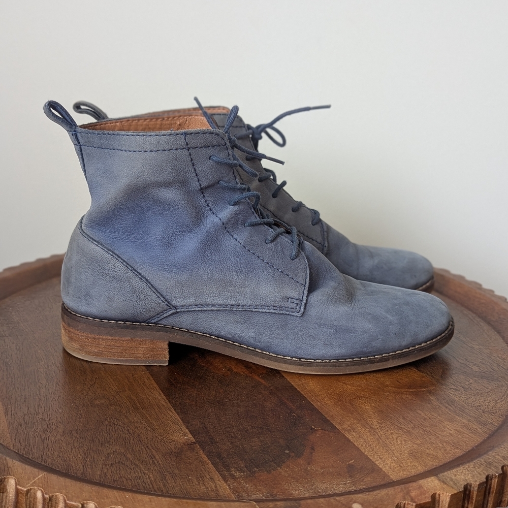 Lucky Brand Light Blue Laced up Boots Size W 9